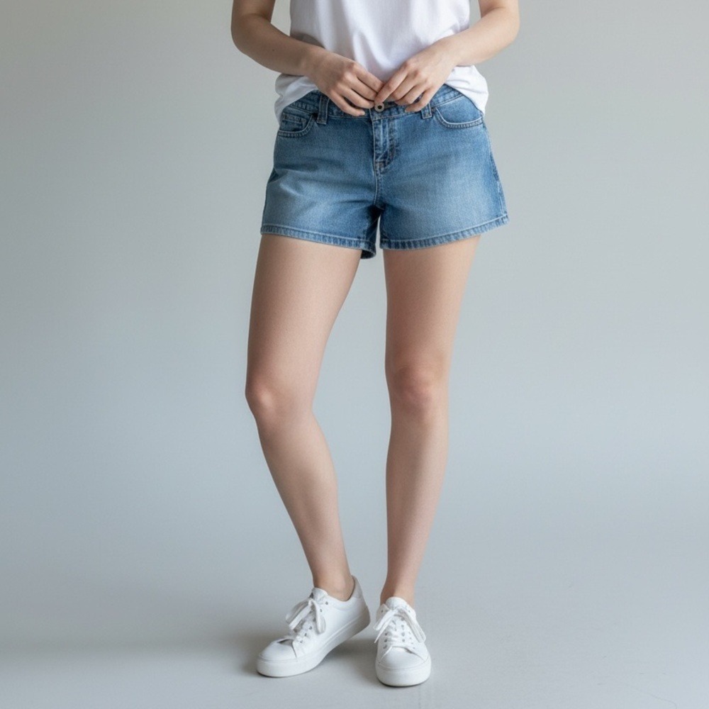 Tommy Hilfiger Women‎ 90s Y2K Denim Sky Blue Flap Closure Pockets Jean Shorts